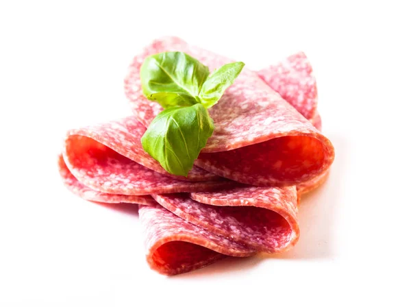 Fatias de salame isolados — Fotografia de Stock