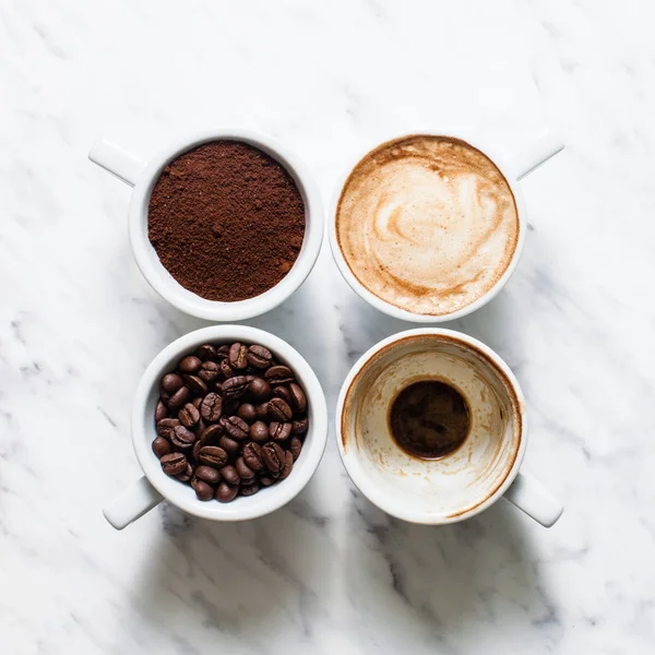 Stadia van de voorbereiding van cappuccino — Stockfoto