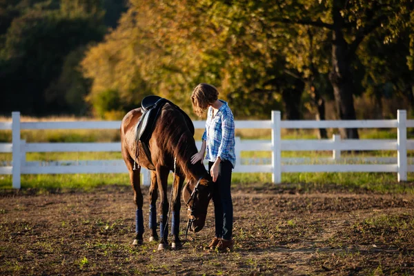 馬と美しい女の子 — ストック写真