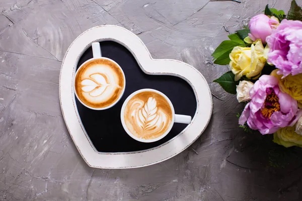 Liefde paar cappuccino — Stockfoto