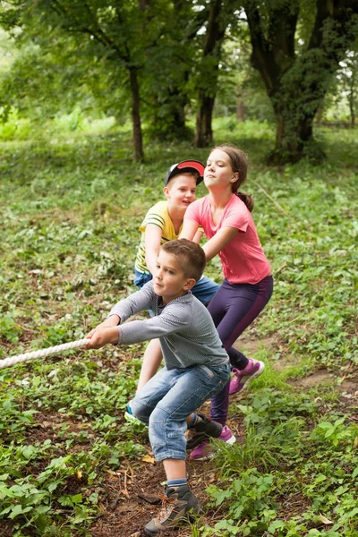 Tug-of-war in park — Stock Photo, Image