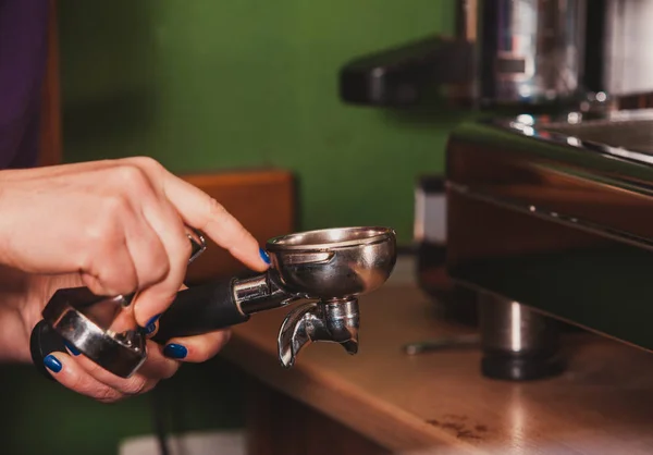 Process of preparation espresso — Stock Photo, Image