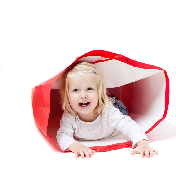 The girl inside the packet — Stock Photo, Image