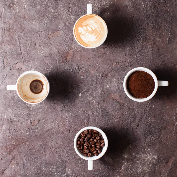 Etapas de preparação de cappuccino — Fotografia de Stock