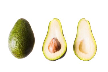 Avokado beyaz üzerine izole