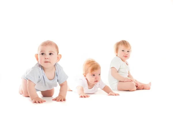 Threee babies isolated — Stock Photo, Image