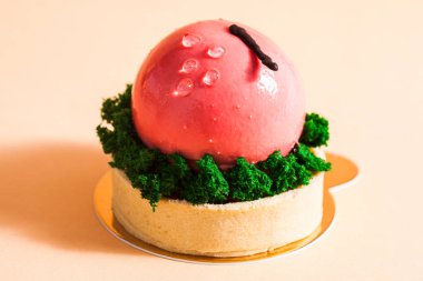 Fruit modern european dessert which look like red apple