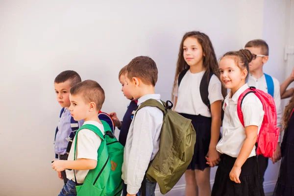 Groupe de camarades de classe allant à des cours ensemble — Photo