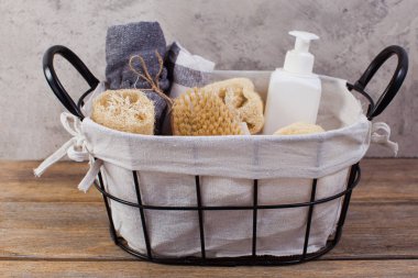 Zero waste bathroom accessories in for daily using. Zero waste, plastic free.