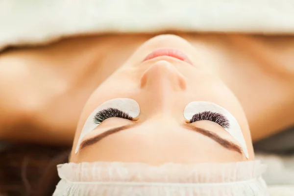 Eyelash extension procedure close up. Beauty concept — Stock Photo, Image
