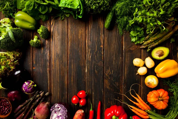 Gesunde Lebensmittelzutaten Hintergrund mit Platz für Text — Stockfoto