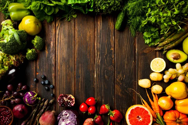 Hochwertiges Gemüse und Obst flach im Kreis — Stockfoto