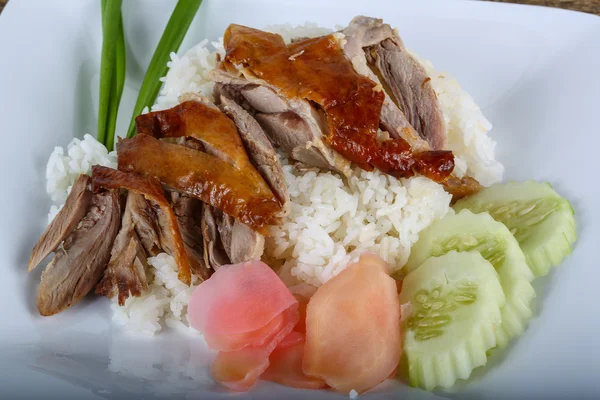 Bebek panggang dengan nasi — Stok Foto