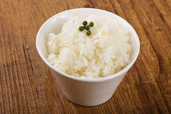 Steamed rice in the bowl