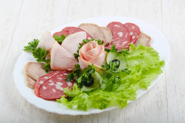 Enchidos e mistura de carne — Fotografia de Stock