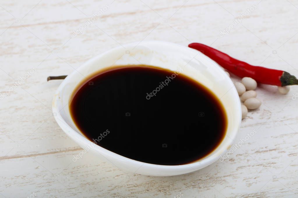 Soy sauce in the bowl