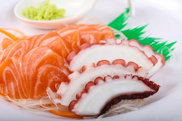 Losos, chobotnice sashimi — Stock fotografie