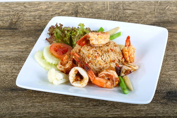 Fried rice with seafood — Stock Photo, Image