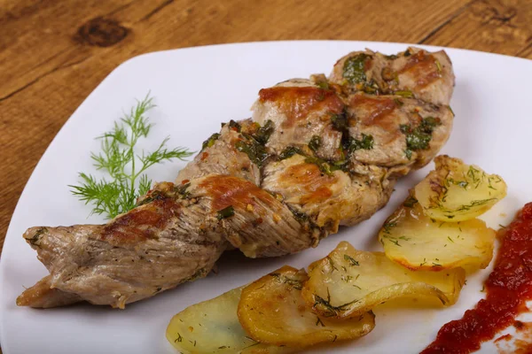 Baked pork with potato — Stock Photo, Image