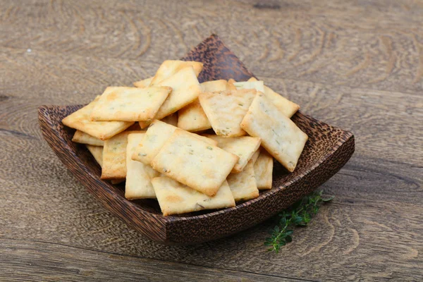 Crispy Crackers in the bowl — Stock Photo, Image