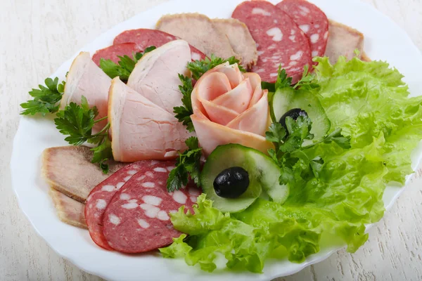 Enchidos e mistura de carne — Fotografia de Stock