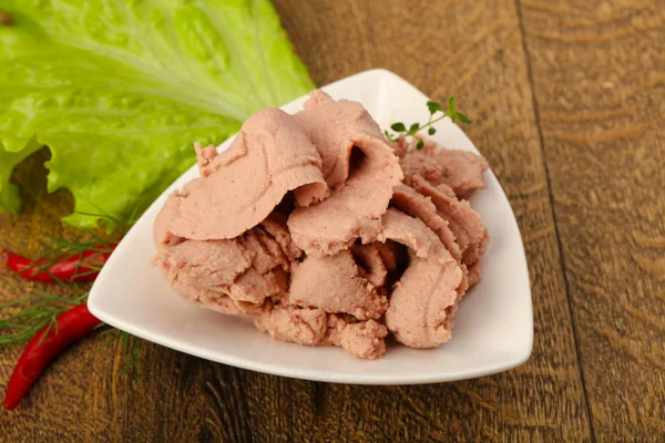 Liver pie in the bowl — Stock Photo, Image