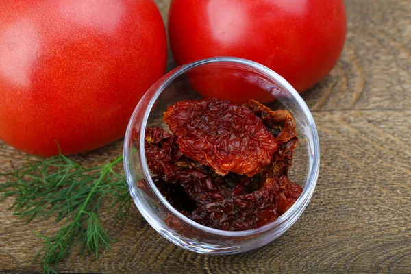 Dry tomatoes in the bowl — Stock Photo, Image