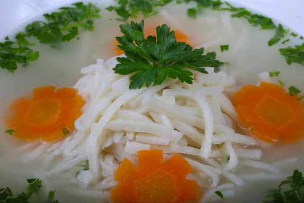 Sopa de frango macarrão — Fotografia de Stock