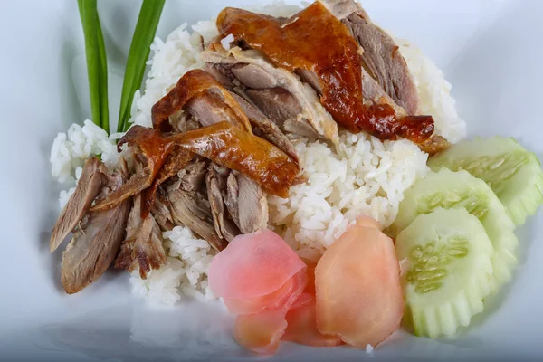 Pato Roasrtd com arroz — Fotografia de Stock