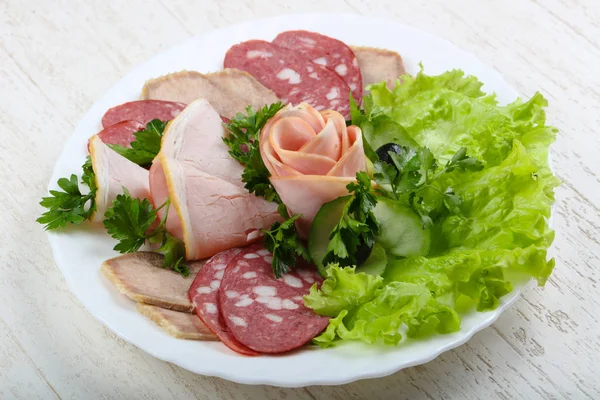 Enchidos e mistura de carne — Fotografia de Stock