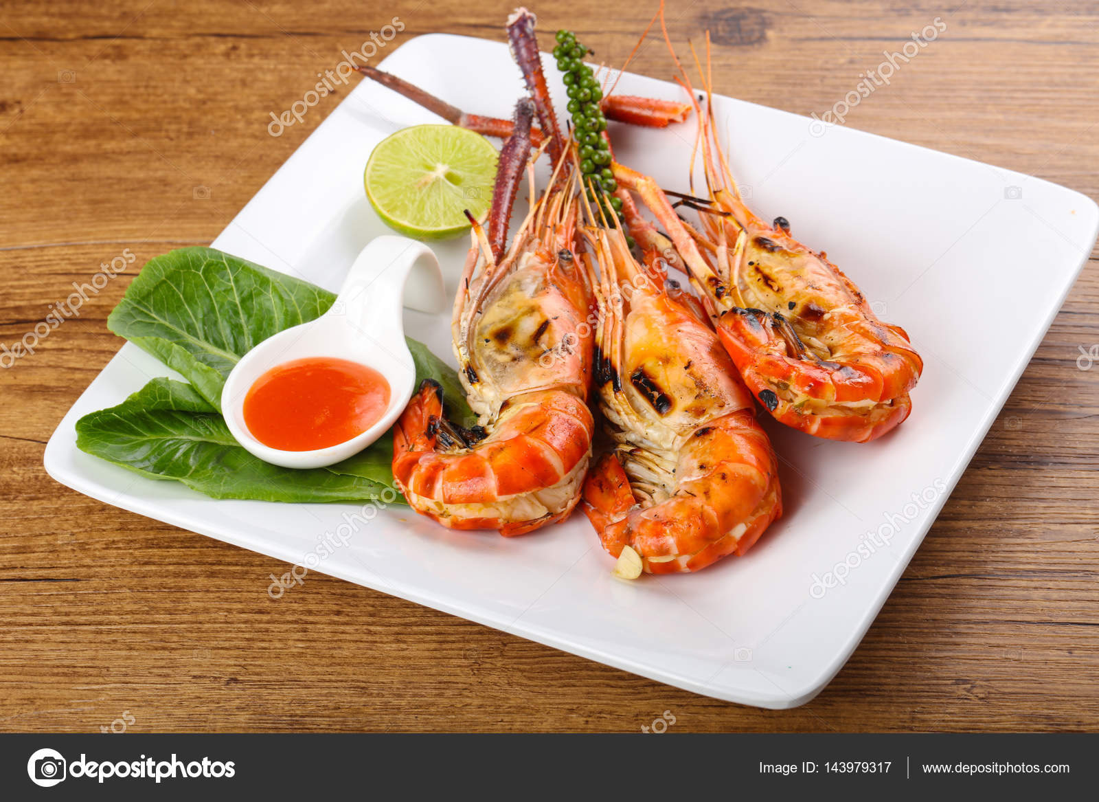 Gegrillte Garnelen mit Kräutern - Stockfotografie: lizenzfreie Fotos ...