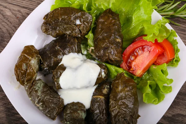 Stuffed meat in grape leaves — Stock Photo, Image