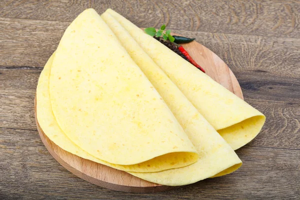 Tortilla on the wood background — Stock Photo, Image
