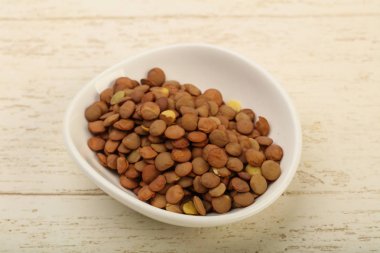 Kabın içinde ham mercimek 