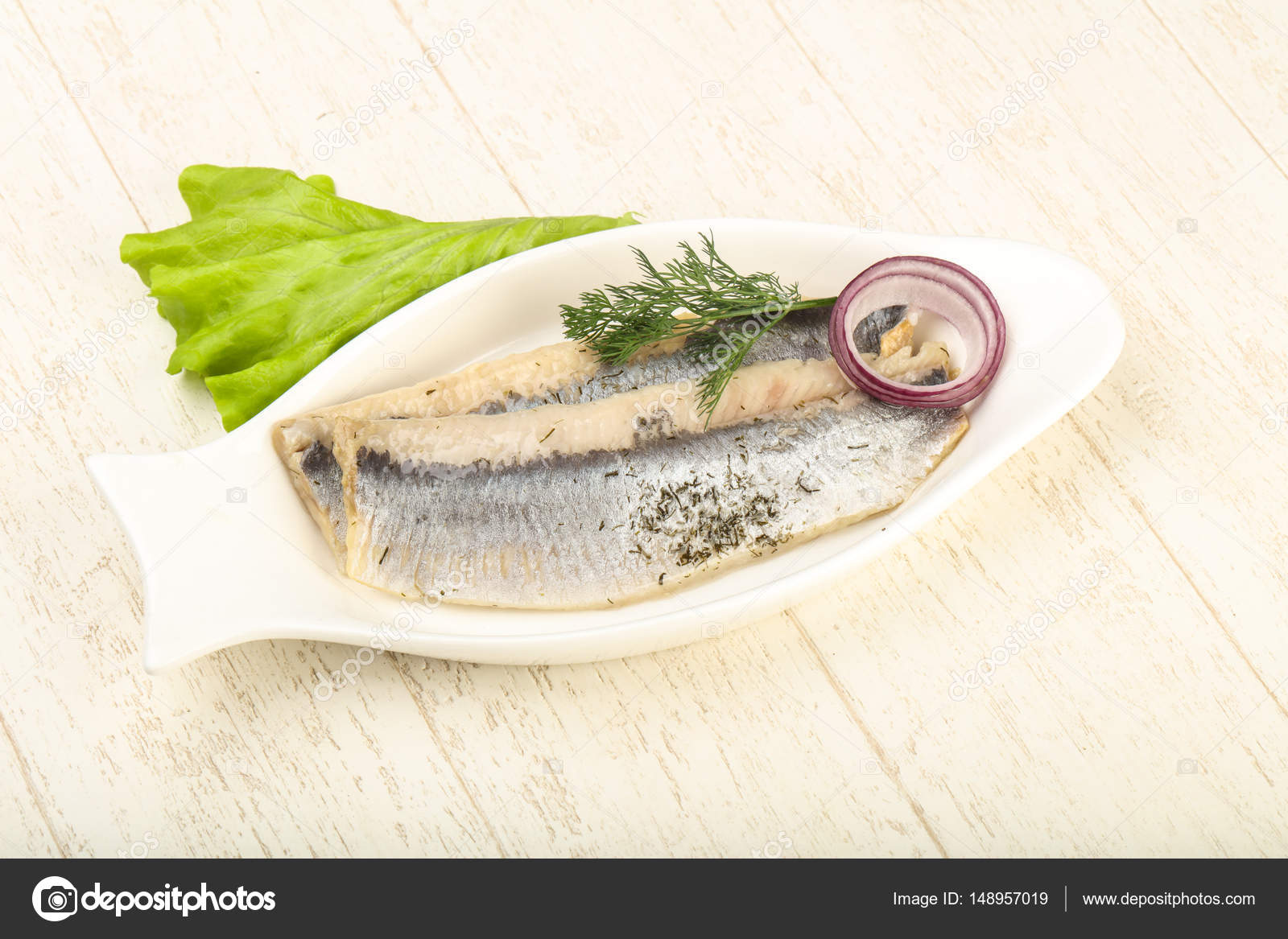 Salty Herring fillet — Stock Photo © AndreySt 148957019