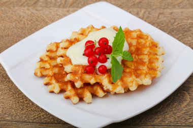 Waffle ile kırmızı kuş üzümü