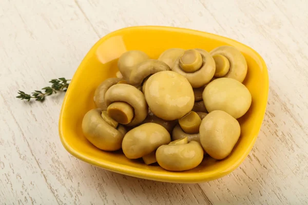 Marinated Champignons Bowl Ready Cooking — Stock Photo, Image