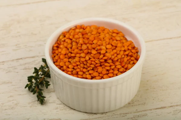 Orange lentil  in the bowl — Stock Photo, Image