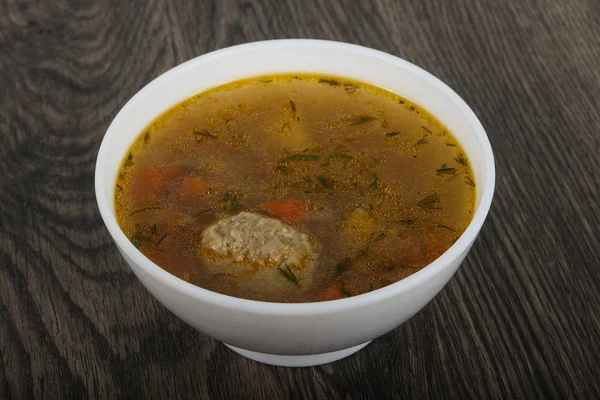 Sup Lezat Dengan Bakso Kentang Dan Wortel — Stok Foto