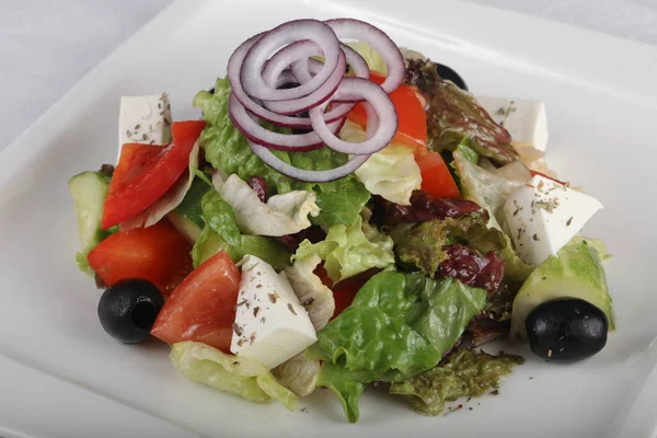 Salade Grecque Fromage Feta Oignon — Photo