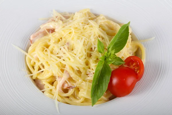 Romige Pasta Carbonara — Stockfoto