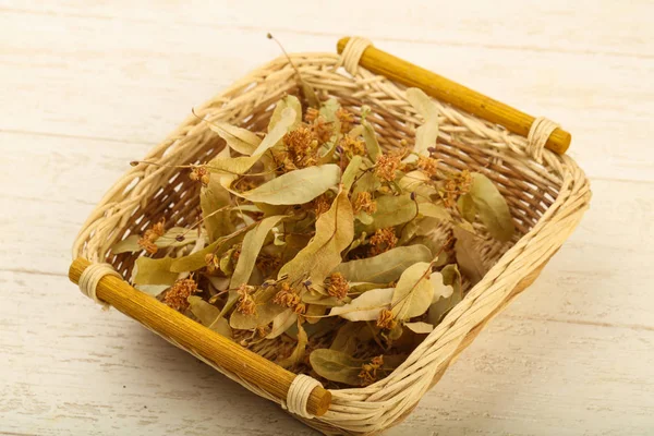 Dried linden in the bowl — Stock Photo, Image