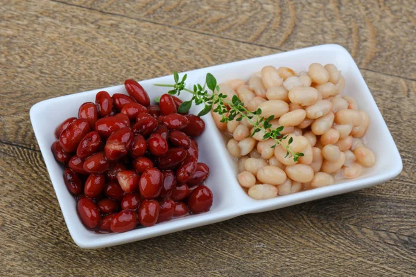 White and red kidney beans — Stock Photo, Image