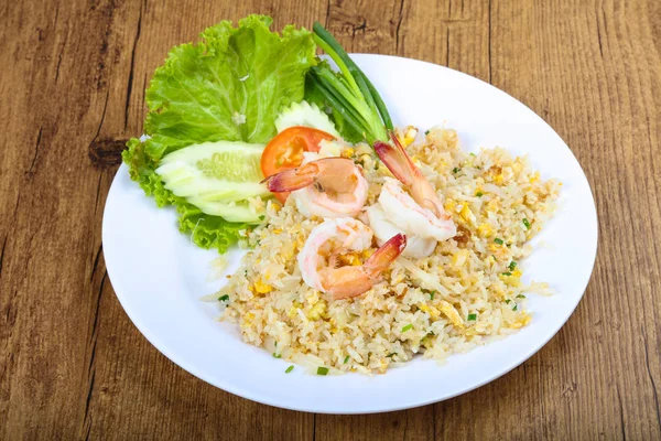 Gebratener Reis Mit Garnelen Kräutern Und Gemüse — Stockfoto