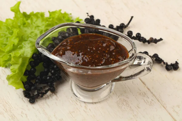 Black Pepper Sauce White Bowl Wooden Background — Stock Photo, Image