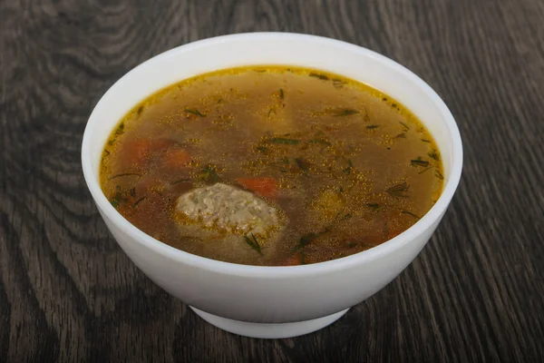 Leckere Suppe mit Frikadellen — Stockfoto