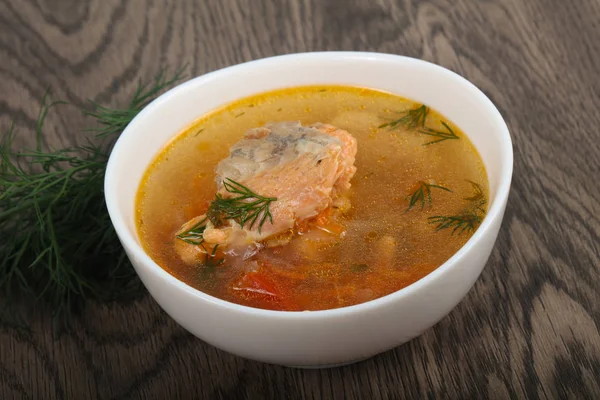 Zuppa di pesce salmone — Foto Stock