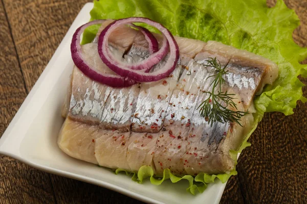 Heringsfilet in Scheiben — Stockfoto