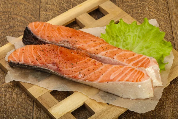 Raw salmon slice — Stock Photo, Image
