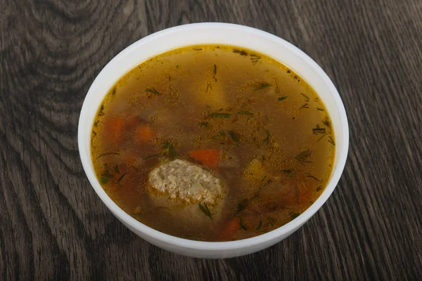 Sup dengan bakso daging — Stok Foto